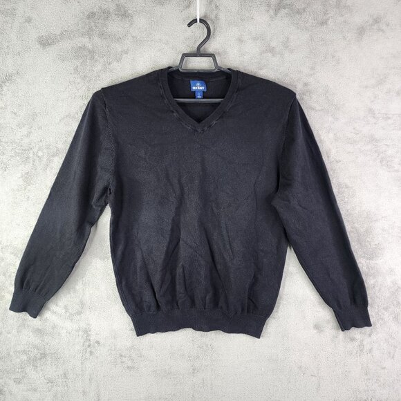 Mens Black Old Navy Sweater V-Neck Long Sleeve 100% Cotton Size L - Picture 2 of 11